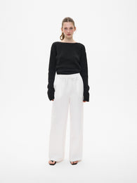 White Relaxed-fit Cotton Trousers
