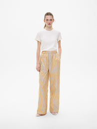 Yellow Striped Cotton Trousers