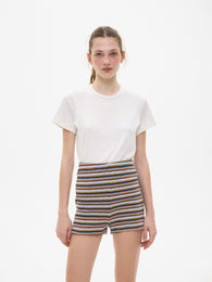 Wool Knit Striped Shorts in Grey
