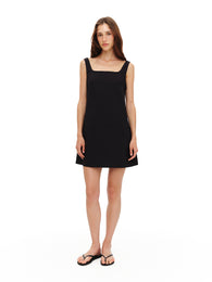 Mini dress with wide straps in Black