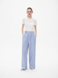 Light Blue Striped Cotton Trousers