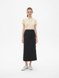 Black Wrap Midi Skirt with a Side Tie