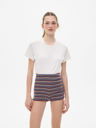 Wool Knit Striped Shorts in Blue