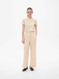Cream Relaxed-fit Cotton Trousers