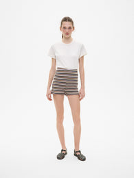 Wool Knit Striped Shorts in Grey