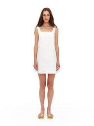 Mini dress with wide straps in White