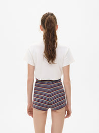 Wool Knit Striped Shorts in Blue