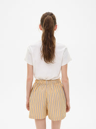 Yellow Striped Cotton Shorts