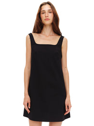 Mini dress with wide straps in Black