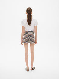 Wool Knit Striped Shorts in Grey