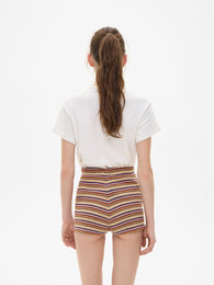 Wool Knit Striped Shorts in Orange