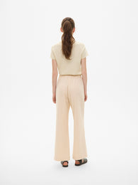 Cream Relaxed-fit Cotton Trousers