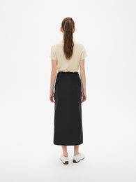 Black Wrap Midi Skirt with a Side Tie