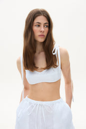 Linen bra tank top white