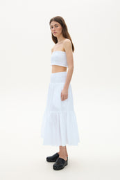 Cotton skirt with a wide elastic band white
