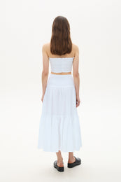 Cotton skirt with a wide elastic band white