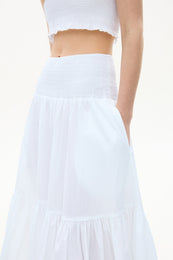 Cotton skirt with a wide elastic band white