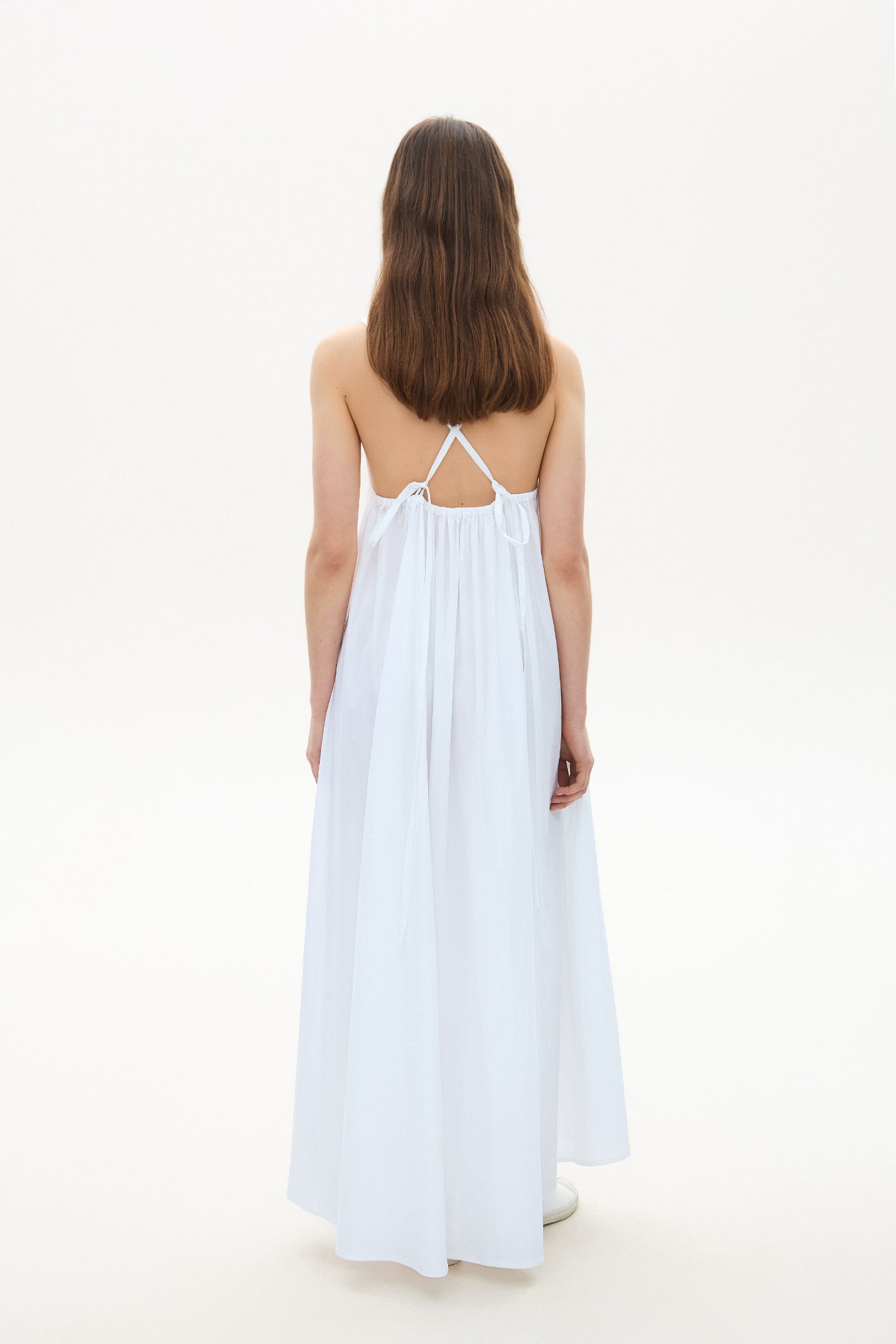 Long cotton dress with adjustable straps white – KATSURINA EN
