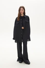 Oversize linen shirt black