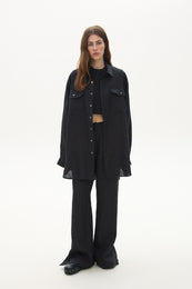 Oversize linen shirt black