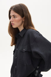 Oversize linen shirt black