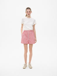 Pink Striped Cotton Shorts