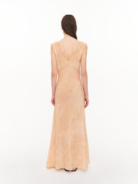 Maxi dress with deep neckline peach