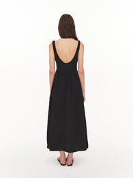 Linen midi dress black