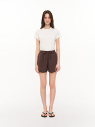 Basic linen shorts brown