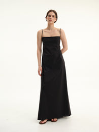 Black Tie-Back Maxi Dress