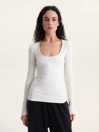 Fitted Silk Top in White