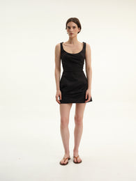 Draped Black Mini Dress