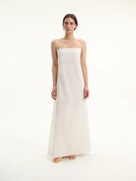 White Tie-Back Maxi Dress