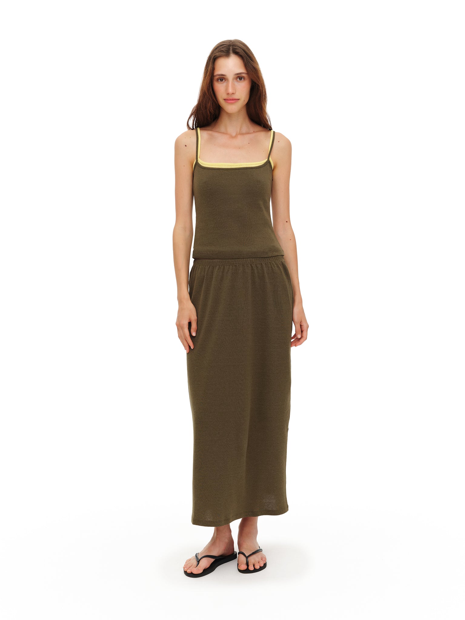 Midi skirt in Khaki