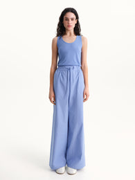 Striped Cotton Trousers in Blue