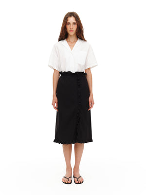 Black midi skirt with ruffles