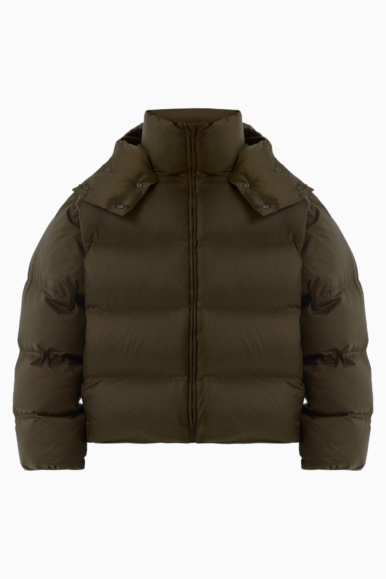 Short oversize down jacket brown-green