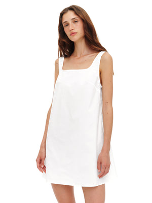 Mini dress with wide straps in White