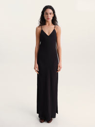 Fine-Strap Maxi Dress in Black