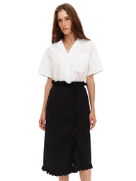 Black midi skirt with ruffles
