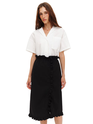 Black midi skirt with ruffles