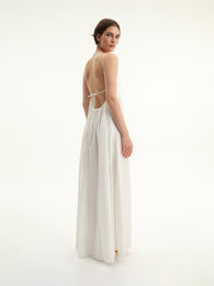White Tie-Back Maxi Dress