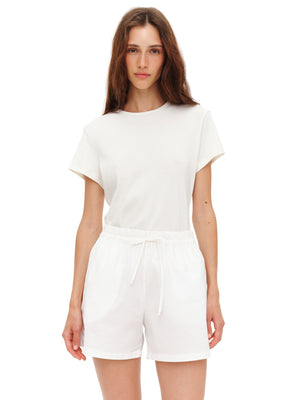 Shorts with an elastic waistband in White