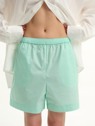Green Elastic-Waist Shorts