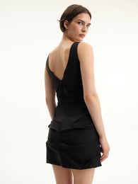 Draped Black Mini Dress