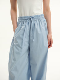 Blue Elastic-Waist Trousers