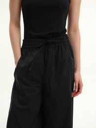 Black Elastic-Waist Trousers