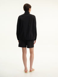 Black Elastic-Waist Shorts