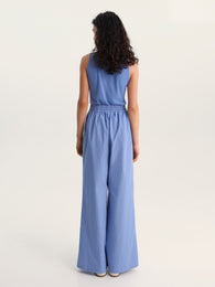 Striped Cotton Trousers in Blue