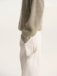 Full-Zip Knit Sweater in Olive